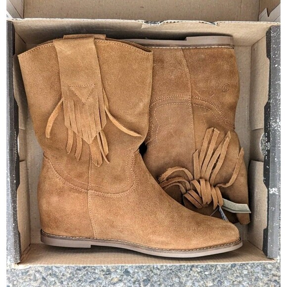 Dingo 1969 Size 10M Women's Kelsey Suede Fringed Hidden Wedge Western Boots - Picture 9 of 10